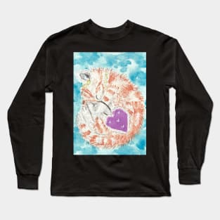 Cute orange tabby kitten art Long Sleeve T-Shirt